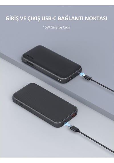 Aukey Pb-y46-gy 15w 10000 Mah Hızlı Şarj Powerbank - Gri