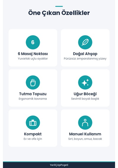 Ahşap Masaj Aleti - Uğur Böceği Tasarımlı - 6 Noktalı Kahverengi