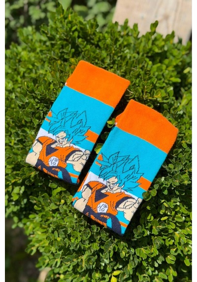 Lousocks Unisex Dragon Ball Goku Desenli Turkuaz Anime Soket Çorap