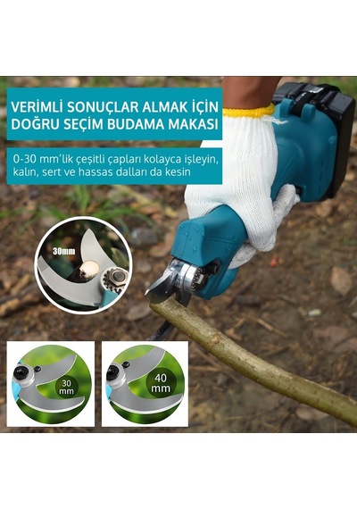 Prohummer Ph332 Kömürsüz Akülü Dal Budama Makası 30mm 58vf