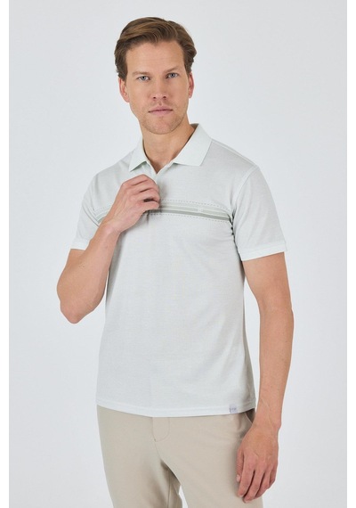Kısa Kol Baskılı Pike Polo Yaka Cepsiz Slim Fit Tişört 1011250168 Su Yeşili