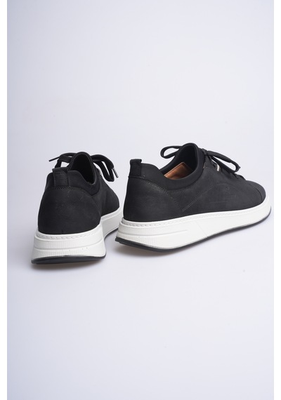 Fame Step Hakiki Deri Erkek Sneaker Ayakkabı Günlük Rahat Ortopedik Spor Como Siyah