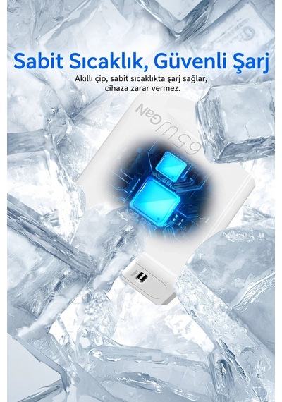 Ven-dens Sp-tc80bg 65 W Pd 3 Portlu Hızlı Şarj Adaptörü, 2 Type-c Ve 1 Usb-a, Pd 3.0 Ve Qc, Beyaz