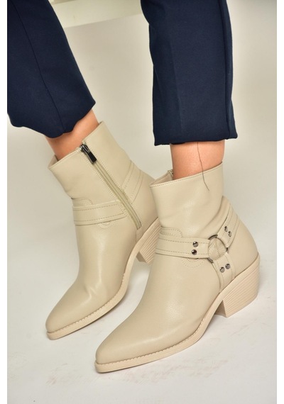 Fox Shoes T404400609 Bej Kalın Topuklu Kadın Bot Bej-suni Deri Bej Fox Shoes T404400609 Bej Kalın Topuklu Kadın Bot Bej-suni Deri Bej