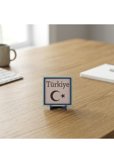 Ay Yıldız Motifli Modern Dekoratif Masaüstü Objesi, Sevdiklerinize Hediye Edebilmeniz İçin 10x10 Cm