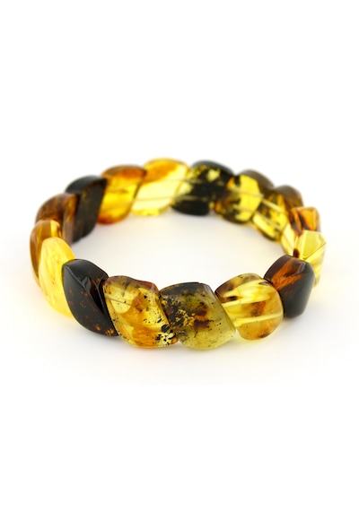 Kehribar Bileklik Fosilli Roleks Özel Tasarım Ambergold Blk23-48 Çok Renkli