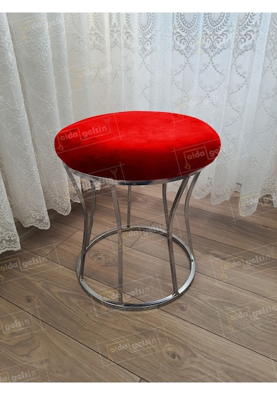 Kum Saati Düz Makyaj Pufu Gümüş Kırmızı