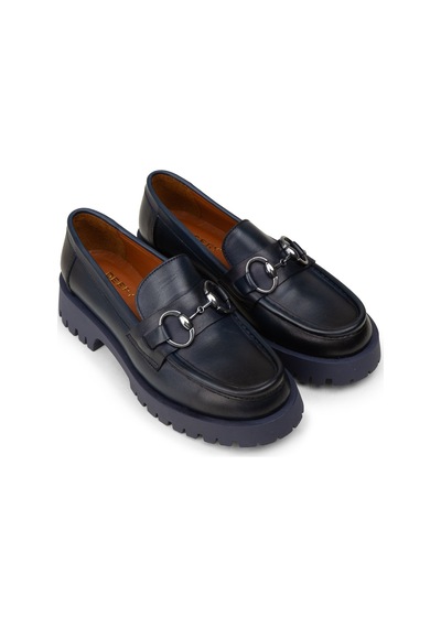 Deery Kadın Hakiki Deri Lacivert Tokalı Loafer - 02037zlcve01