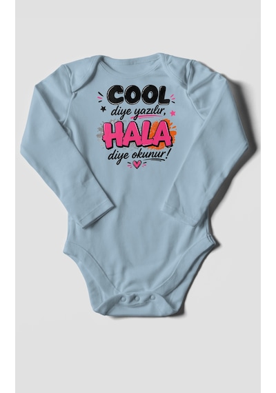 Morivokids Cool Diye Yazılır Hala Diye Okunur Uzun Kollu Bebek Body %100 Pamuk Bebe Mavisi
