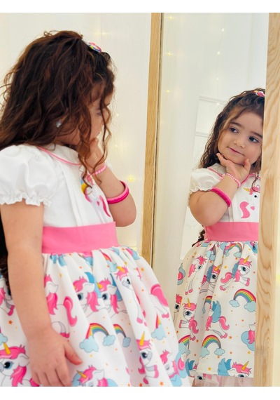 H L Y Karol Tasarım Unicorn Vintage Kız Bebek Elbisesi,doğum Günü,fotoğraf Çekim Elbise,0-12 Yaş Uygun Pembe