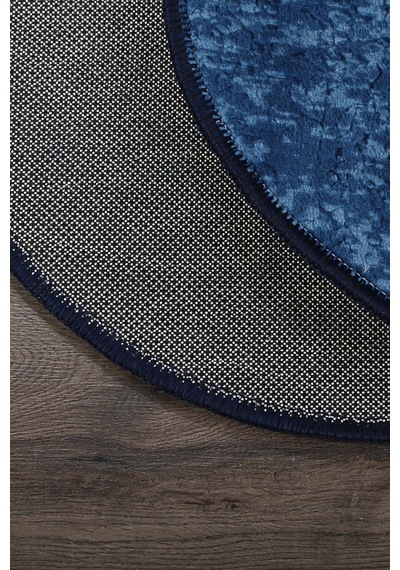 Nova Lacivert Oval 60x100 + 50x60 Cm 2'li Banyo Paspası Seti Çok Renkli