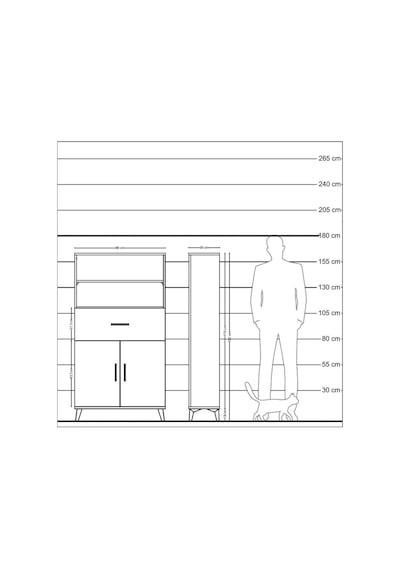 Arges Dolap 3 Raflı Tek Çekmeceli 2 Kapaklı 88x30x163 Aytaşı-antrasit Aytası