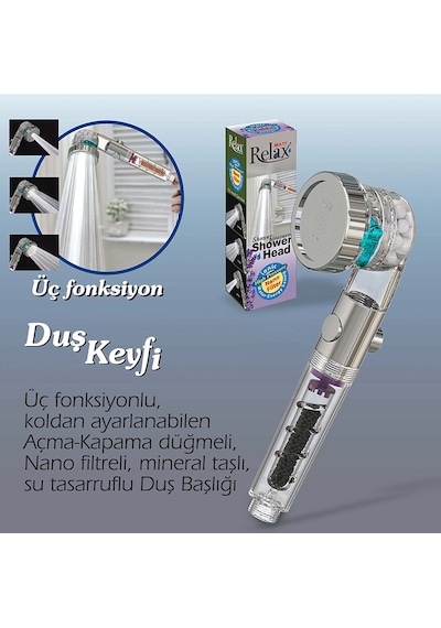 Relax Shower Multy Üç Fonksiyonlu Tasarruflu Duş Başlığı Diğer