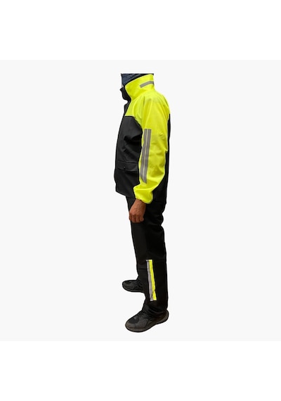 Nukrotech Astarlı Cepli PVC Su Geçirmez Motosiklet Yağmurluğu Siyah - Sarı