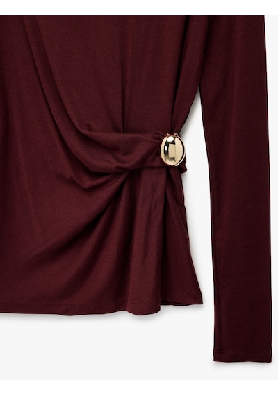 Koton Koton X Melis Ağazat - Slim Fit Uzun Kollu Dik Yaka Aksesuar Detaylı Tişört Bordo 6wak50278ek Bordo Koton Koton X Melis Ağazat - Slim Fit Uzun Kollu Dik Yaka Aksesuar Detaylı Tişört Bordo 6wak50278ek Bordo