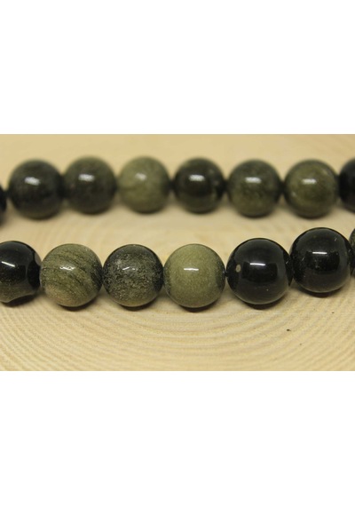 Yasamtohumu Golden & Siyah Obsidyen Taşı Yarım Dizi 11-12.5 MM 18 CM Çok Renkli