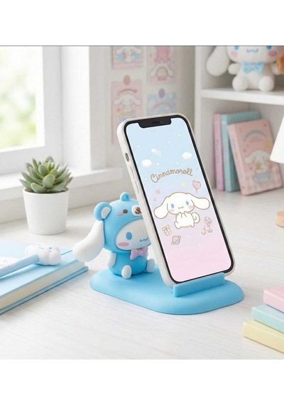 1 Adet Karakter Figürlü Telefon Tucucu Silikon Stand Mavi