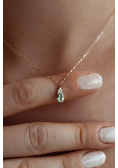 Aquamarine Taşlı Altın Kolye
