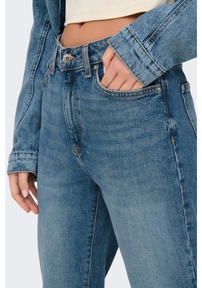 Only Kadın Onlemıly Yüksek Bel Düz Kesim Jean Pantolon 15302428 Koyu Mavi Koyu Mavi