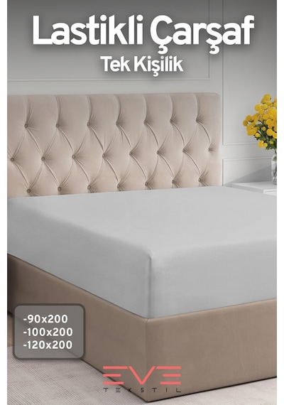 Eve Tekstil %100 Doğal Pamuk Tek Kişilik Rainforce Kumaş Lastikli Çarşaf Ve Yastık Kılıf Set Açık Gri