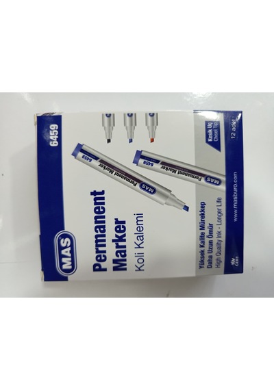 Mas Permanent Marker Koli Kalemi Kesik Uç Siyah 6459 12'li Kutu