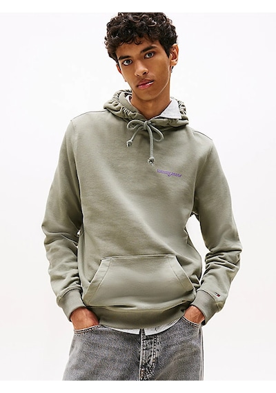 Tommy Hilfiger Tjm Reg Blur Scrpt Bck Hood Ext Erkek Yeşil Kazak - Dm0dm22112 Yeşil