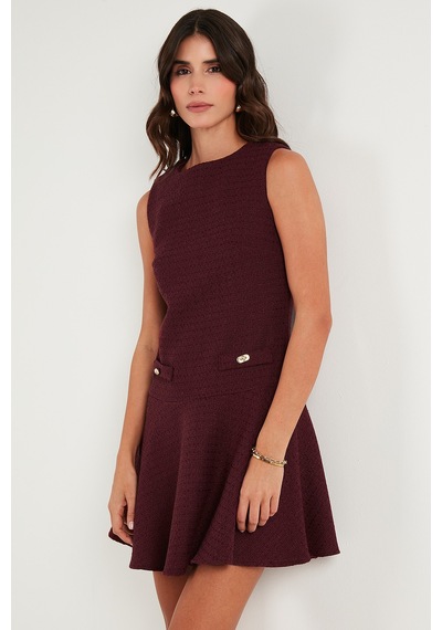 Lela Bayan Elbise 6525687 Bordo Bordo
