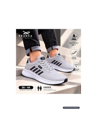 Branca Unisex Kadın Erkek Yarı Ortapedik Günlük Spor Sneaker Yürüyüş Outdoor Ayakkabı Buz - Siyah Gümüş