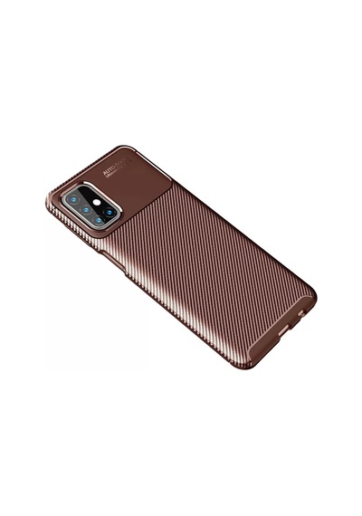 Newface Samsung Galaxy M31s Kılıf Auto Focus Karbon Kapak - Kahverengi
