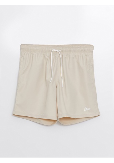 Lcw Swımwear Bej Kısa Boy Baskılı Erkek Deniz Şortu