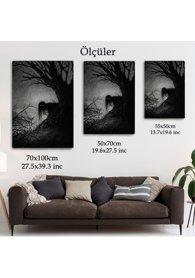 Es10 Karanlık I?çindeki Korkunç Bir Çift Göz Tablosu-6288 (50 x 70)