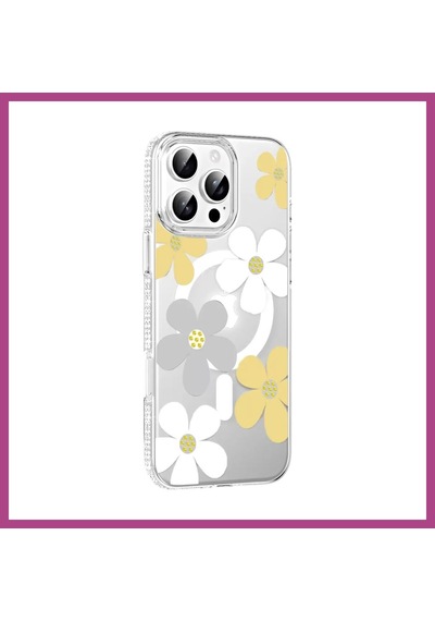 Gees Global Joko Apple iPhone 16 Pro Max Uyumlu Floral Magsafe Kapak - Sarı Gbzs
