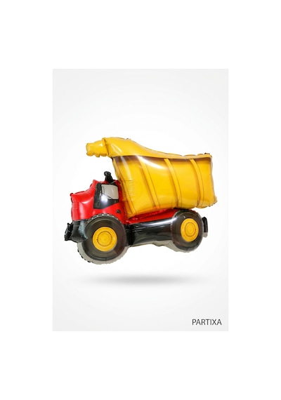 İnşaat Damperli Kamyon Folyo Balon 79x66 Cm İnşaat Temalı Çocuk Doğum Günü Parti Süsü Çok Renkli