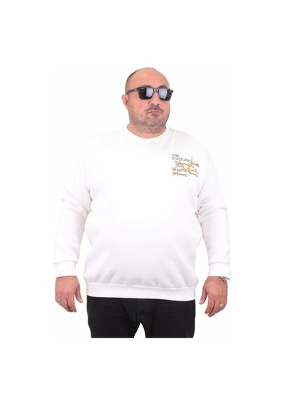 Starbattal Erkek Büyük Beden Sıfır Yaka Sweat Conture Club 23203 Ekru-Ekru