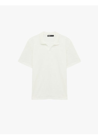 Koton Regular Fit Kısa Kollu Dokulu Polo Yaka Tişört Ekru 6sam10007mk Ekru