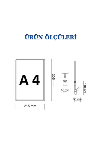 4adet Sarılacivert A4 Mandallı Sepet Etiketi Çerçeveli Etiketlik Sarı Lacivert
