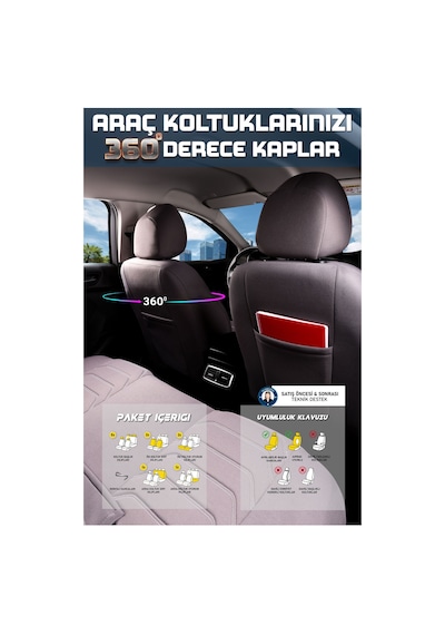 Toyota Corolla Cross Uyumlu Lüx Deri Detaylı Oto Koltuk Kılıfı Ön Arka Takım Carbon Serisi Füme