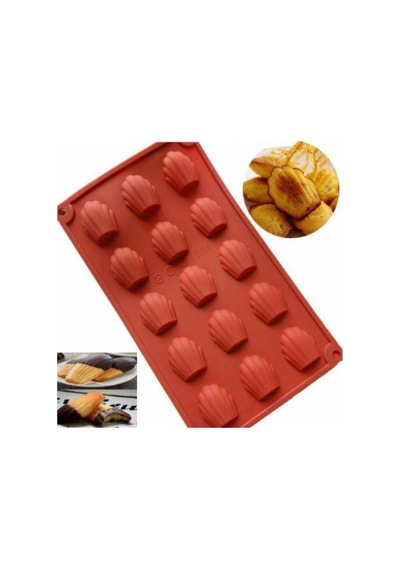 Siliko World Madlen Çikolata Kek Kurabiye Kalıbı Silikon Kalıp 4x3cm, Kahverengi