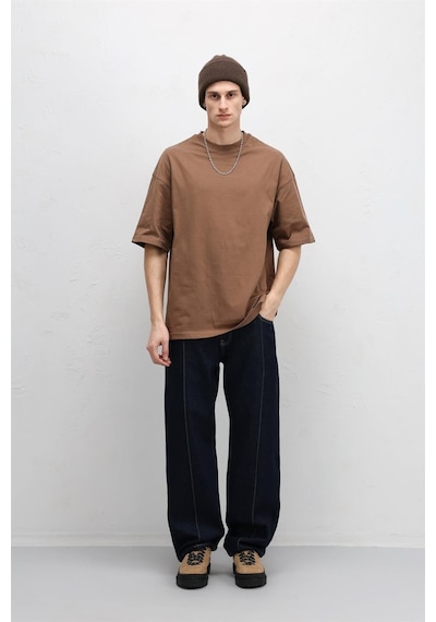 Vamos Dikiş Detaylı Relaxed Fit Jean Koyu Mavi