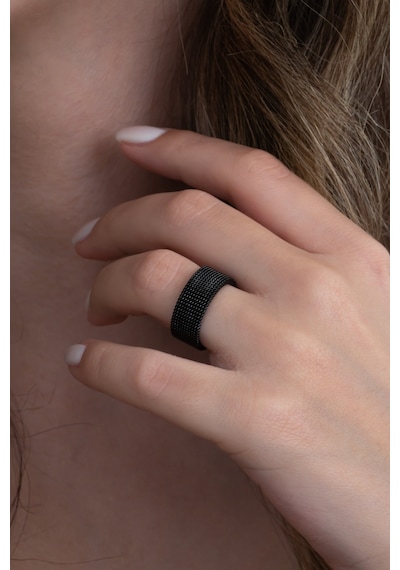 Unisex 8mm Esnek Örgü Hasır Çelik Yüzük Sb1sb2 001