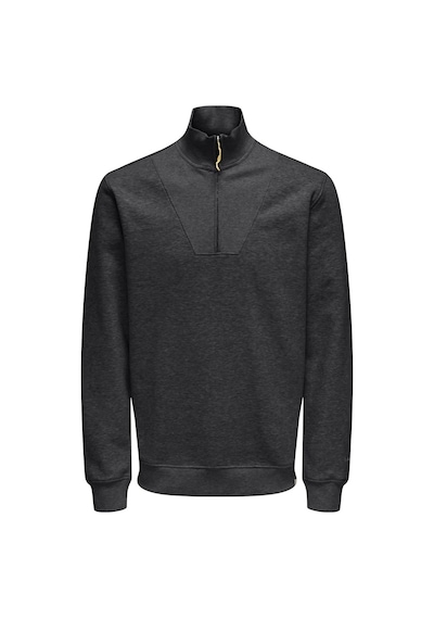 Only & Sons Erkek Yarım Fermuarlı Regular Fit Siyah Sweatshirt - 22034629