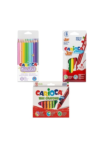 Carioca Joy Keçeli Kalem - Carioca Wax Crayons - Carioca Pastel Kuru Kalem 3 Adet Boyama Seti