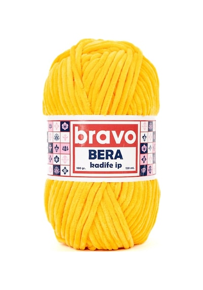 Bera Kadife İplik 100 Gr 120 Metre Renk Kodu: 917 Koyu Sarı