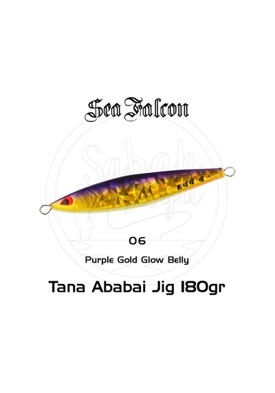 Sea Falcon Ababai Jig 180Gr 06 Purple Gold Glow Belly