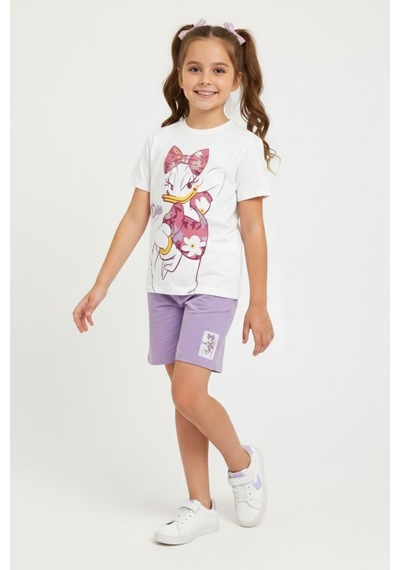 Daisy Baskı Kız Çocuk Şortlu Takım-90349 Lila