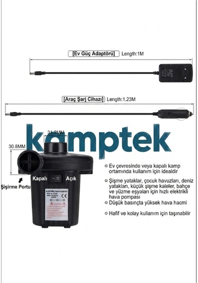 Elektrikli Hava Pompası - 12v/220v Ev Ve Araç Uyumlu - Şişme Yatak, Bot, Havuz Şişirme Pompası