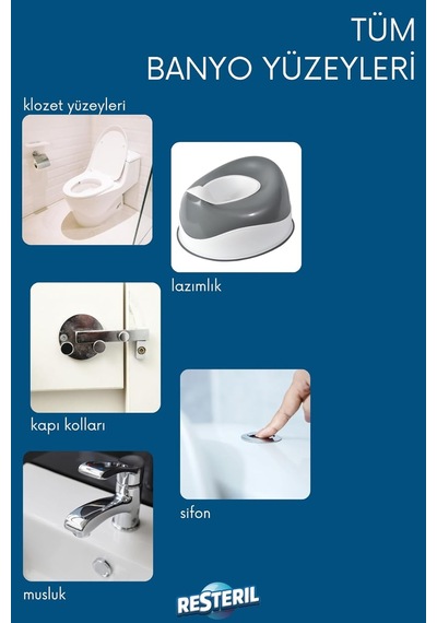 Resteril Klozet Temizleyici Klozet Kapağı Dezenfektan Sprey%99.99 Alkolsüz Sterilizasyon 500 Ml