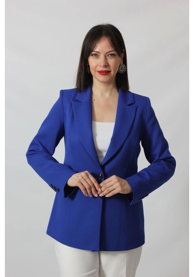 Moda Berray 1904 Saks Mavi Fermuarlı Cep Aksesuarlı Kadın Büyük Beden Blazer Ceket Saks Mavi Moda Berray 1904 Saks Mavi Fermuarlı Cep Aksesuarlı Kadın Büyük Beden Blazer Ceket Saks Mavi