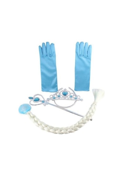 Elsa Asa Taç Saç Eldiven Aksesuar Seti - Elsa Frozen Aksesuar Set