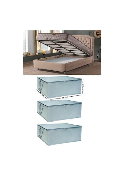 3 Adet -çekyat Baza Tipi Hurc - Baza Altı Büyük Boy Saklama Hurcu 65 X 45 X 22 Cm Ekicihome0005-3 Po Diğer